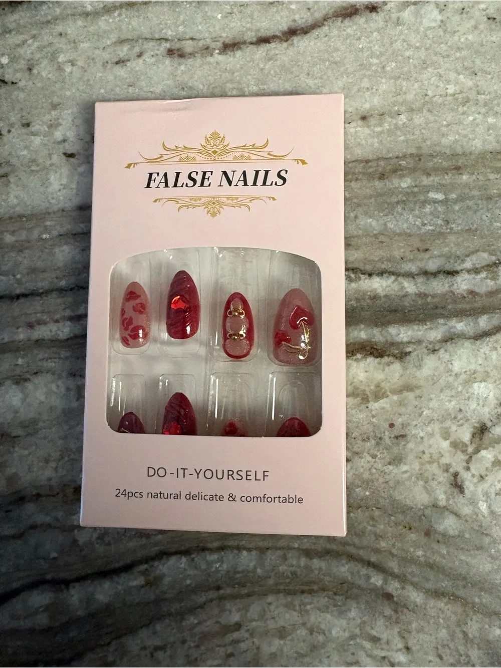 Valentine Red Heart & Bow Press-On Nail Set - 24 pc set